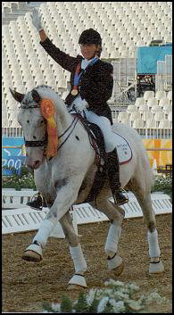 Zanko Knabstupper stallion winning gold at the 2004 Paralympics